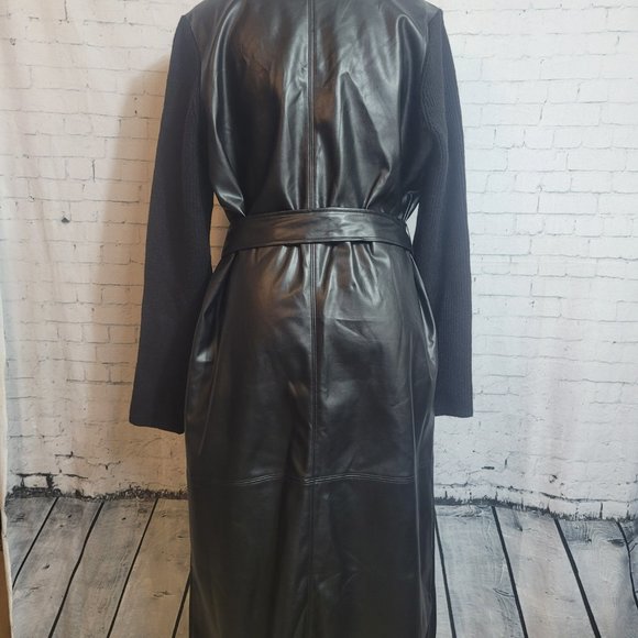 Ann Taylor Black Imitation Leather & Sweater Dress Large NEW NWT Orig $169 - Picture 3 of 5